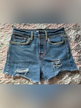Levi’s Women’s Wedgie Icon Fit Cheeky Cutoff Distressed Rhinestone Denim Shorts